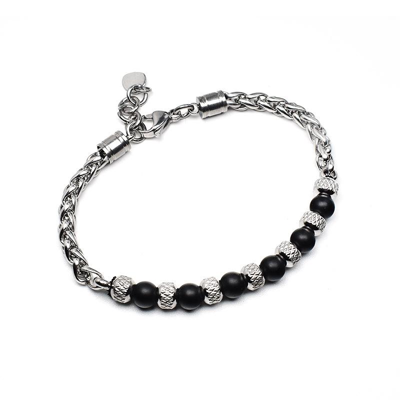 Noter Stainless Steel Braelet Men Adjustable Chain Link Braclet Homme 6mm Natural Sodalite Onyx Tiger Eyes Braslet Pulsera Gift
