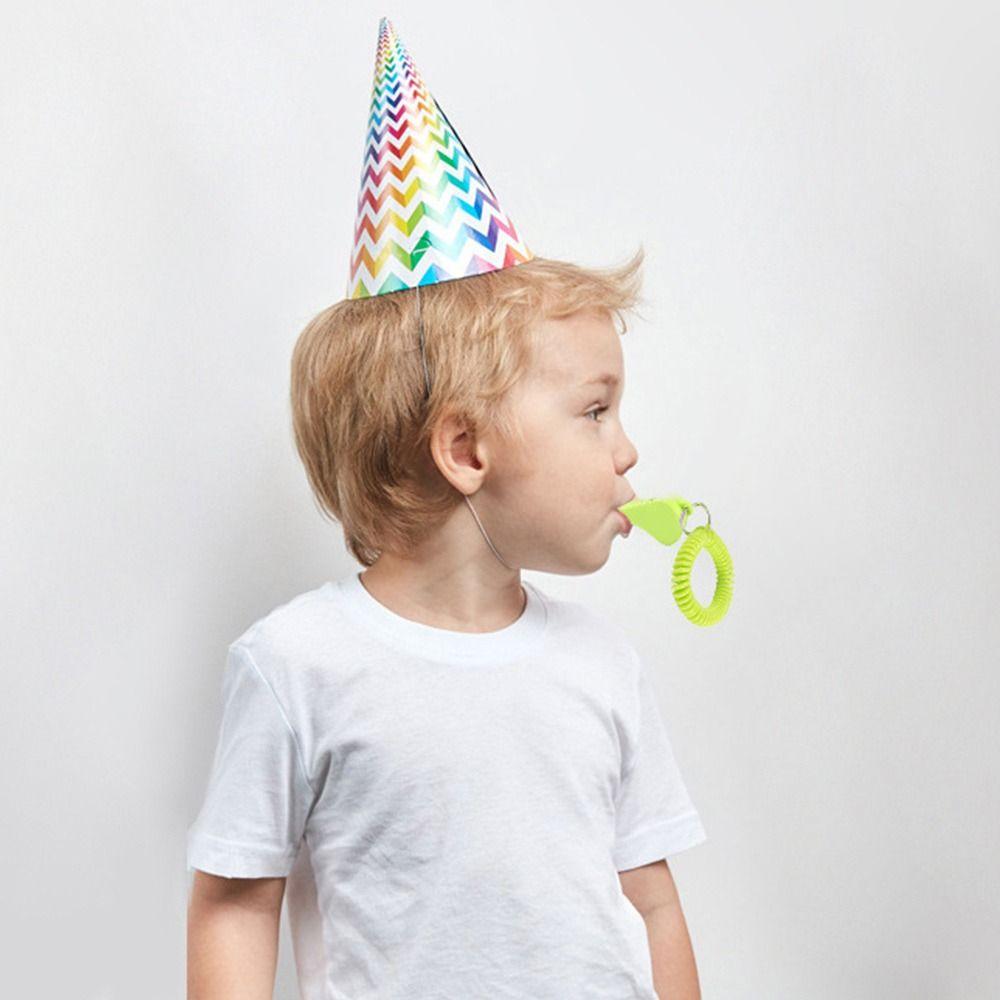 5pcs With Rope Spring Wristband Whistle Plastic Rugby Party Whistle  Training School Soccer Tools