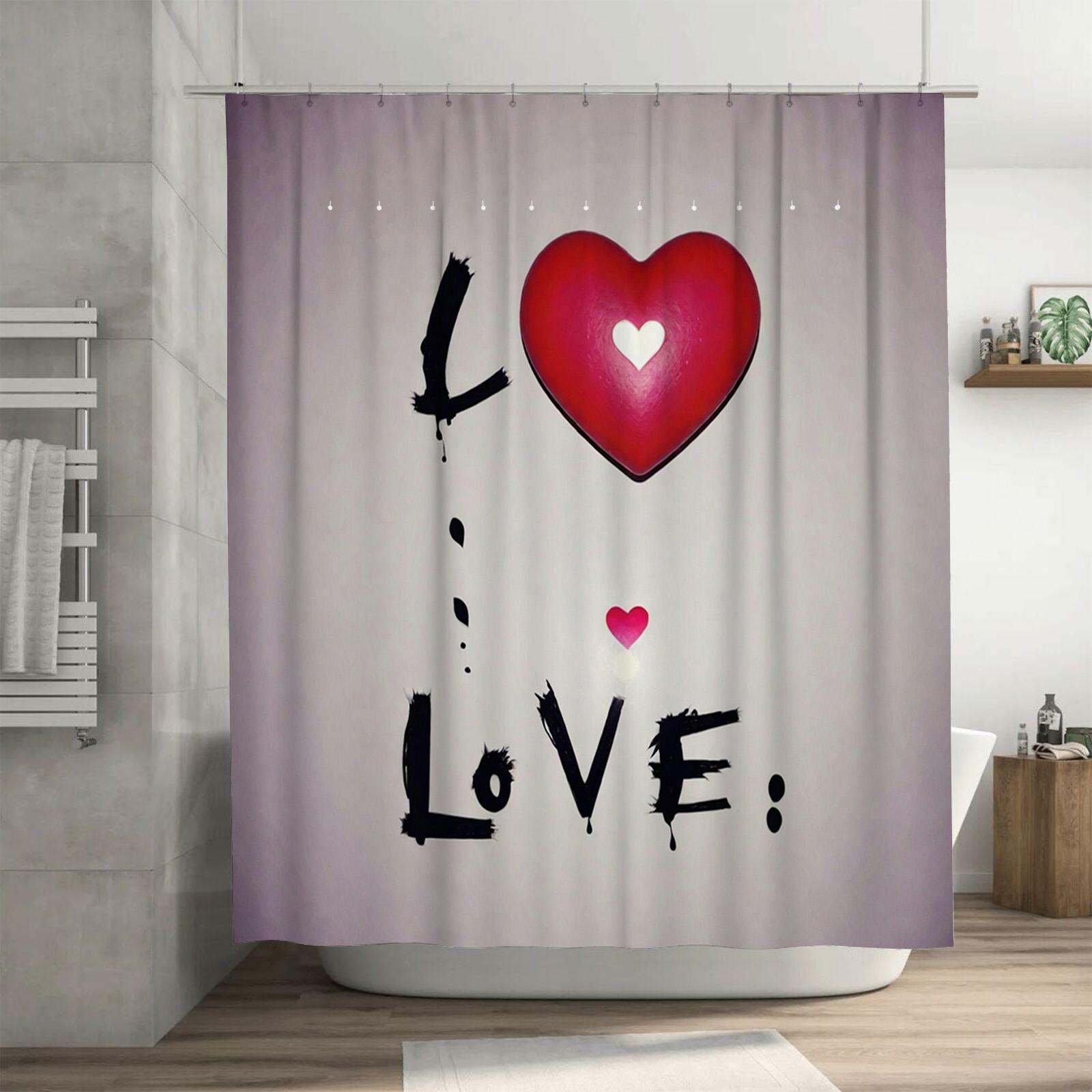 

Love Heart Shower Curtain - Waterproof, Mildew-Resistant, Machine Washable For Romantic Bathroom Decor W60H190(CM)-1 Pcs