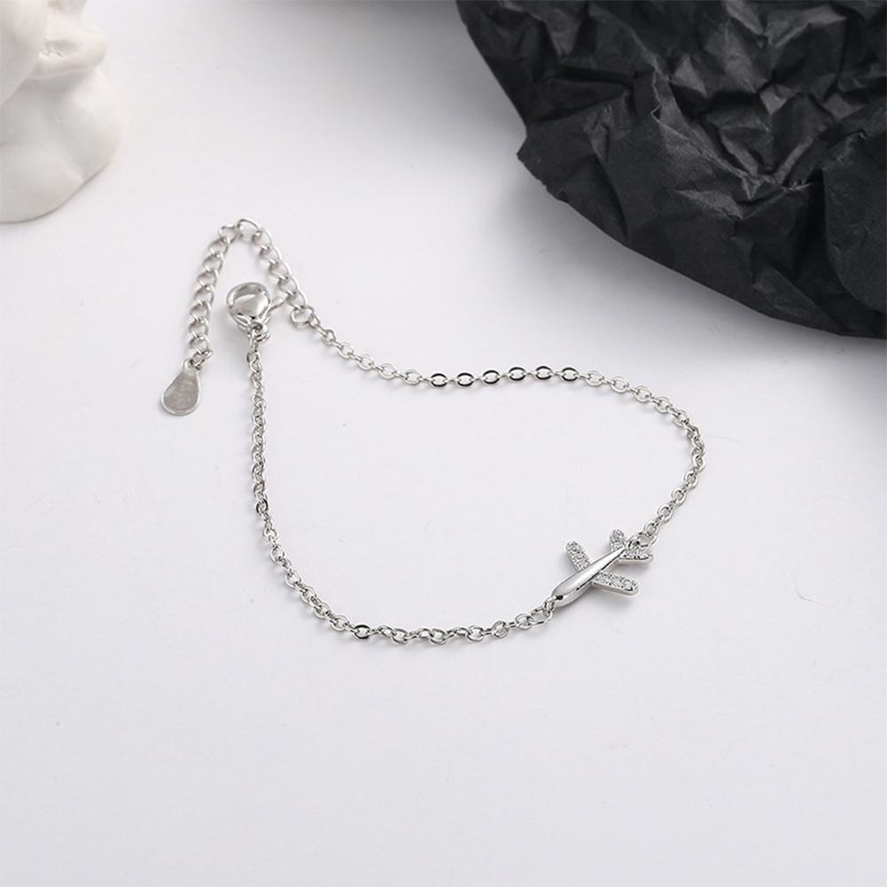 Simple Shiny Aircraft Bracelet Versatile Fashionable Silvery Alloy Bracelet Women Hand Jewelry Accessory