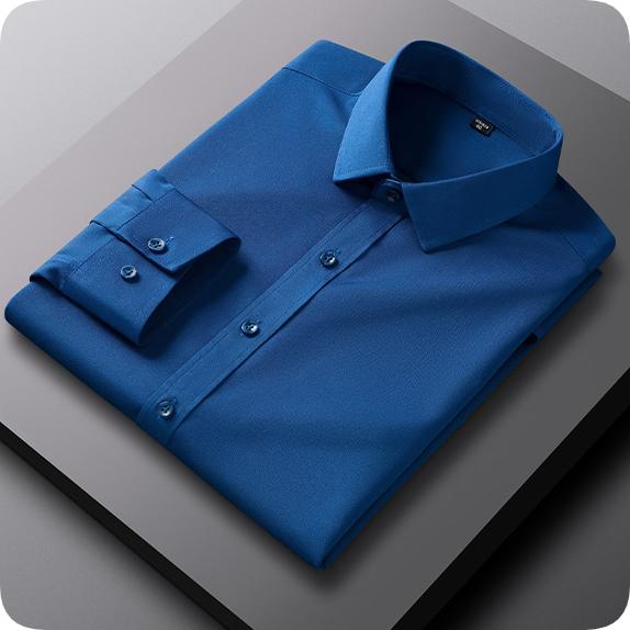 Pánské košile, Jednobarevné, Čtyřsměrně strečové košile, Nežehlivé, Slim-fit Jarní a podzimní s dlouhým rukávem, Košile bez kapes, Dlouhý rukáv