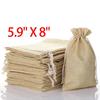 100Pcs 5.9 Inch X 8 Inch Natural Linen Burlap Bags with Jute Drawstring for Gift Bags Wedding Party Favors Jewelry Pouch