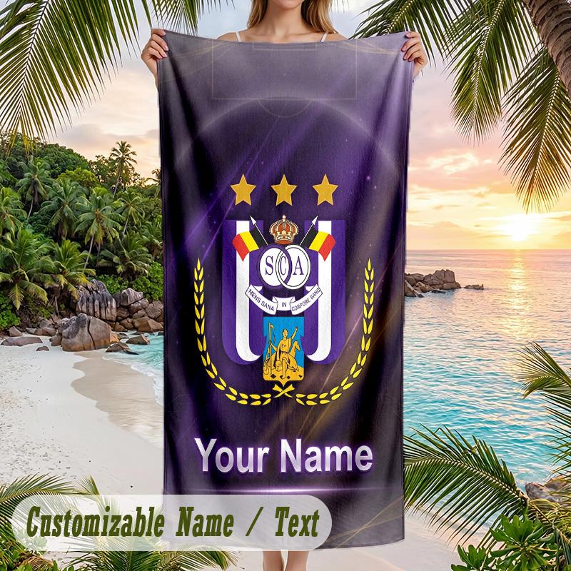 Beach Towel Anderlecht FC Print Custom Name Text Soft Towel for Swimming Pool