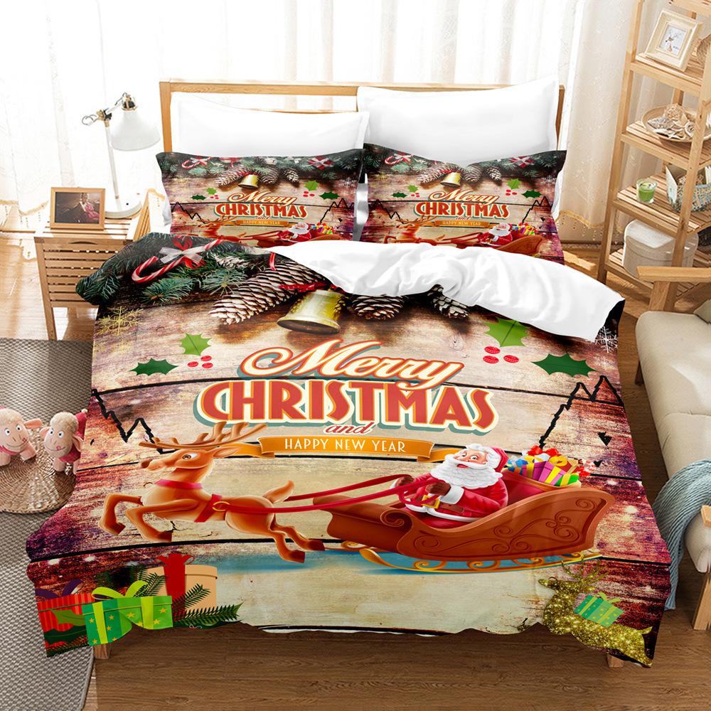 Christmas 3D Digital Printing Three-Piece Set, Christmas Letter Making Bedding Kit