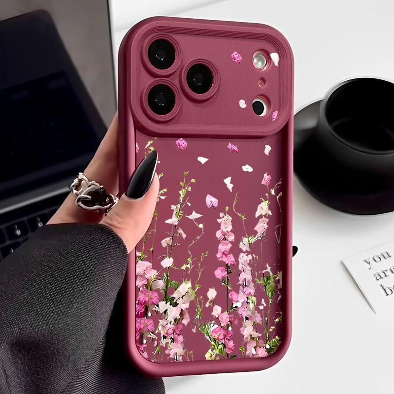 Floral Pattern Case For iPhone 17 Pro Max Shockproof Soft Silicone Bumper Cover For iPhone 16 15 Pro Max 14 13 11 16E 17E