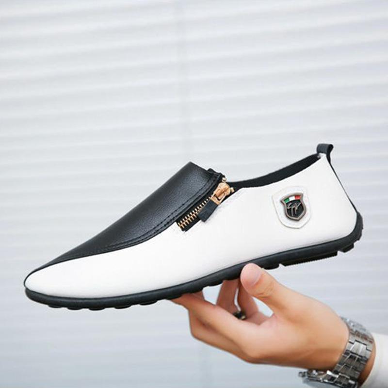 Herrskor i läder, vardagsskor, lyxiga sociala loafers, mockasiner för män 2024, bekväma lågskor, utomhusmode, promenadskor, fotbeklädnad