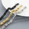 Men's Trendy Stainless Steel Interlocking Chain Necklace with Double Gear Splice Design