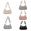 PU Leather Cloud Shoulder Bag Korean Style Pleated Handbag Pearl Chain Crossbody Bag  Office Worker