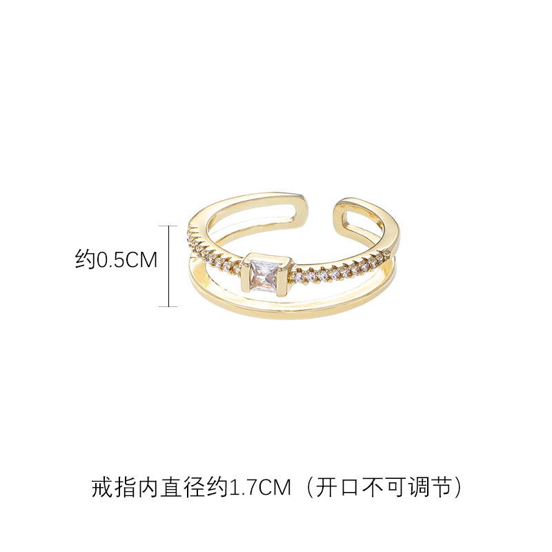 

French small sugar cube ring, women s light luxury niche index finger ring, personalized double-layer design, versatile ring.