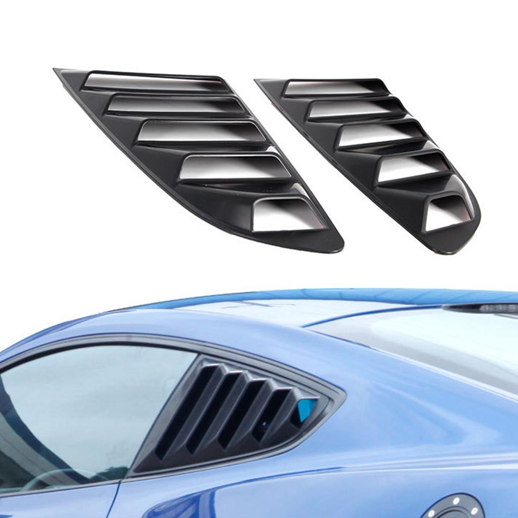 Black Rear Side Window Louvers ABS Plastic Shutter Air Vent Shade Matte Pair for Mustang Fastback 2015 2026 Car Accessories