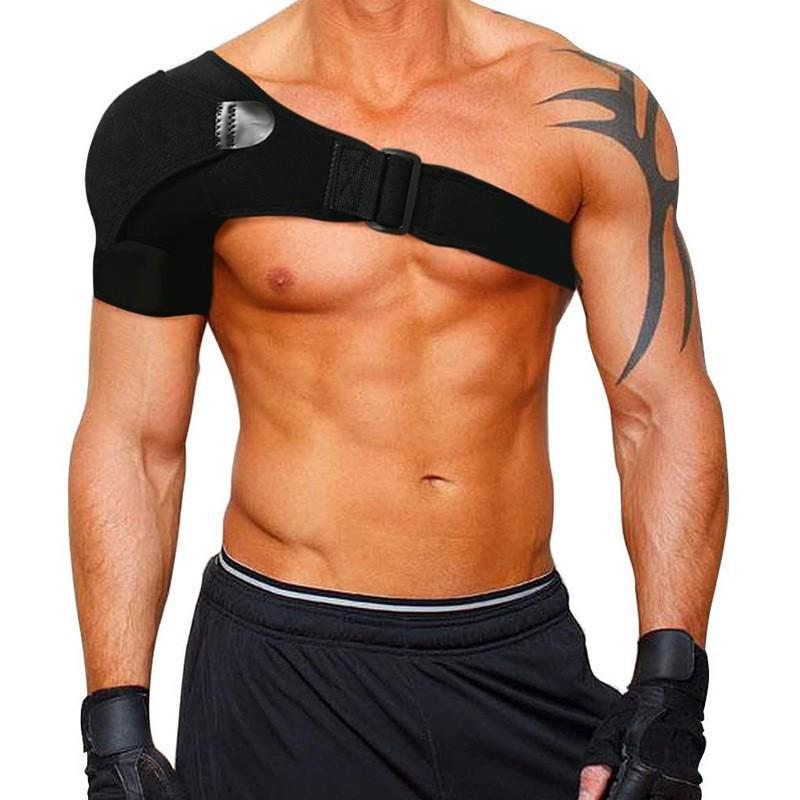 Unisex Adjustable Breathable Compression Shoulder Support: Anti-Strain Protective Gear for Fitness & Sports. чёрный