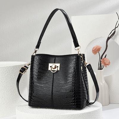 Bucket Bag, Crocodile Pattern Handbag, Quality Shoulder Bag, Women's Bag.