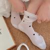 Gray Stacking Socks Children'S Cotton Medium Tube Socks Polka Dot Mesh Breathable Curling Summer Ballet Stockings