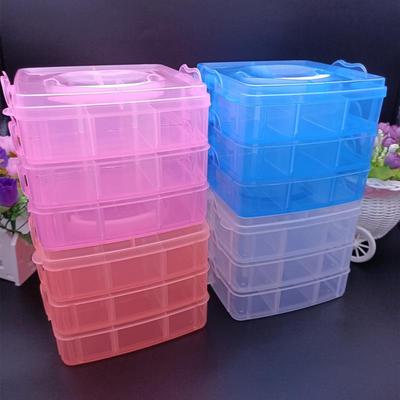 Caja de Almacenamiento Transparente Compacta de Tres Capas para Herramientas, Joyería y Más