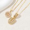 2Pcs Full CZ Zircon Iced Crystal Initial Letter Flower Necklace Women Copper A-Z Alphabet Pendant Couple Jewelry Birthday Gifts