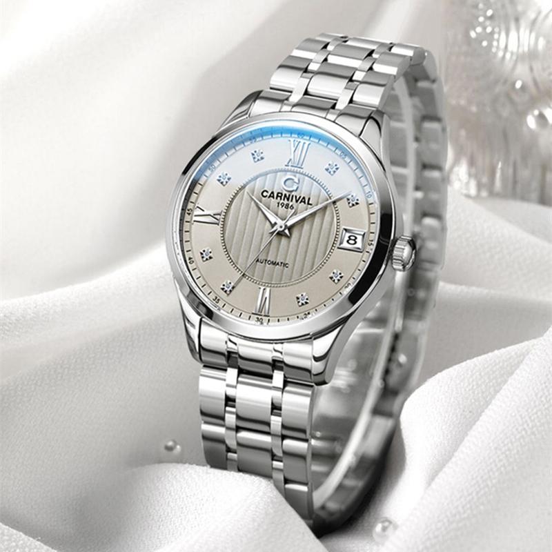 Luxury Top Brand CARNIVALAutomatic Mechanical Watch Women Sapphire Glass Miyota Movement Waterproof Fashion Ladies Watches