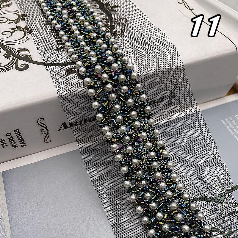 Perlenbesetztes Spitzenband Spitzenstoff Perlenfransenbesatz Bestickte Kragendekoration Afrikanischer Spitzenstoff Nähen DIY Handwerk