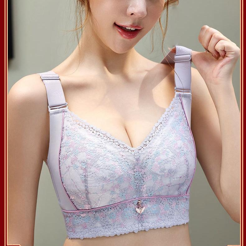 Sexy Lace Bra for Women Adjustable Bra Without Underwire Plus-size Gathering Bra