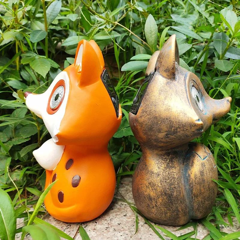 Kreativní malá liška solární lampa zahradní vilová dekorace řemesla zahradní ozdoby venkovní dekorace