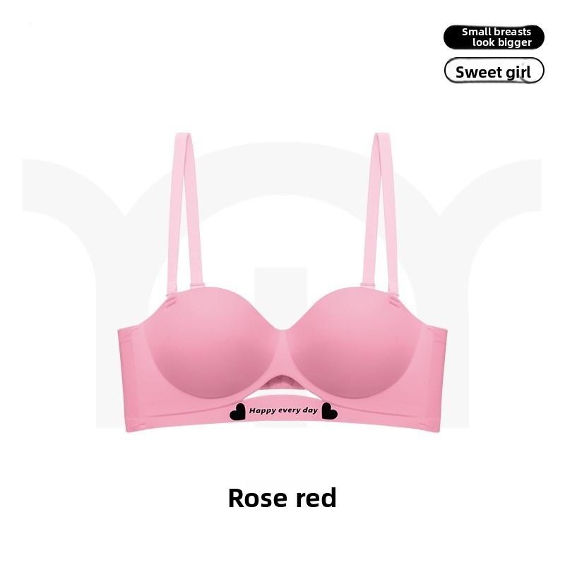 

Ladies Spring and Summer Pure Desire Letter Gather Not Empty Cup Receive Pair of Milk Prevent Droop Without Trace Underwear 38/85AB рожевий червоний колір