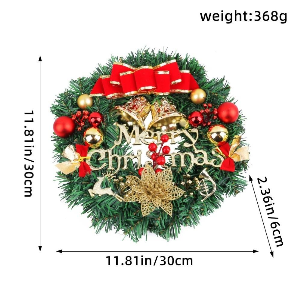 Festive Decoration 30cm Christmas Wreath Frosted Branches Red Berries Artificial Garland Plastic Door Ornaments Front Door