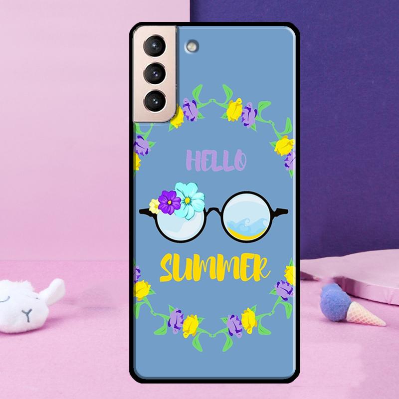 Hello Summer Flowers Phone Case For Samsung Galaxy S24 Ultra S25 Ultra S9 S10 S20 S21 S22 Plus S23 S24 FE Cover
