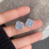 Exquisite Blue Four-Leaf Clover Earrings: Stylish, High-End Flower Studs for Women, 2025