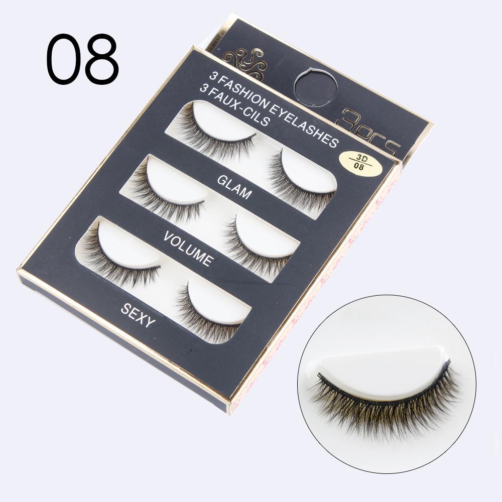 3Pairs Natural False Eyelashes 3D Mink Lashes Eyelash Extension Makeup False Lashes Kit