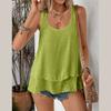 Women's Summer Tops Sleeveless Tank Tops Casual Flowy Loose Tunics Shirt Double Layers Ruffle Blouses Tunics gIFTS