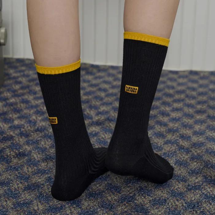[Banana Sisters/26SS] Marker Tip Block Rib High Crew Socks 4 Colors