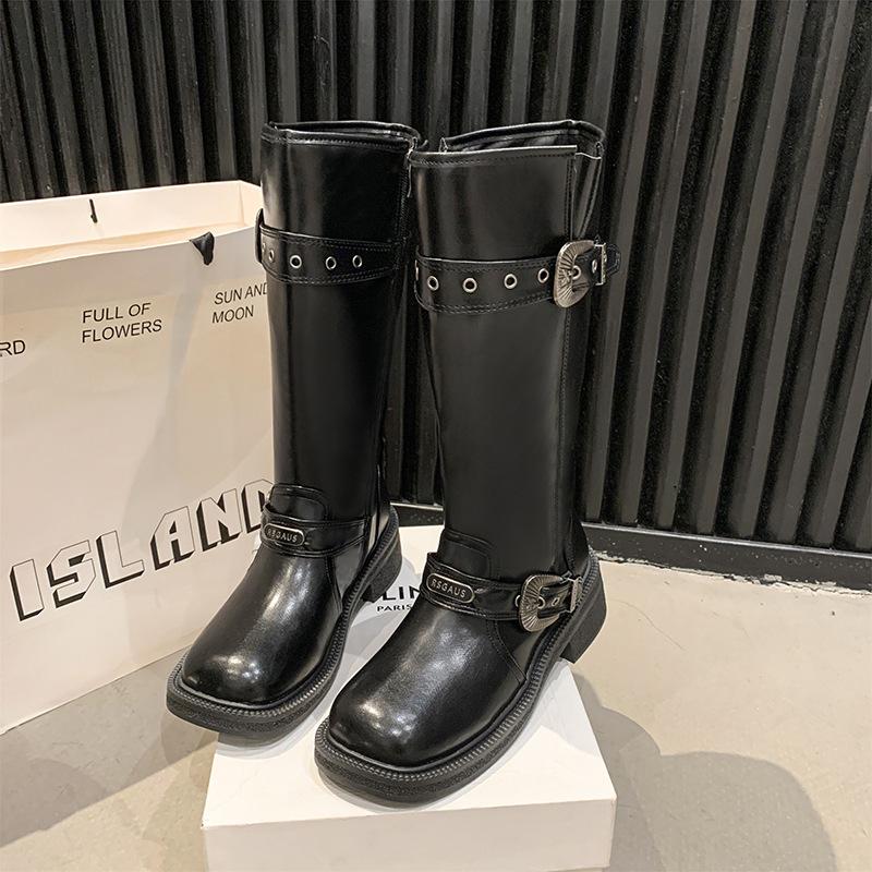 

Vintage Western Cowboy Boots Women s Long Boots Square Head Tall Knight Boots Zhao Zhaoyi Same Maillard Long Boots 40 чёрный