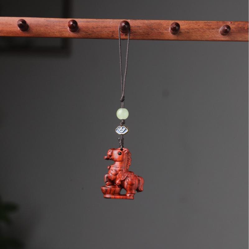 Zodiac Sheep Red and Green Sandalwood Rosewood Pendants & Keychains