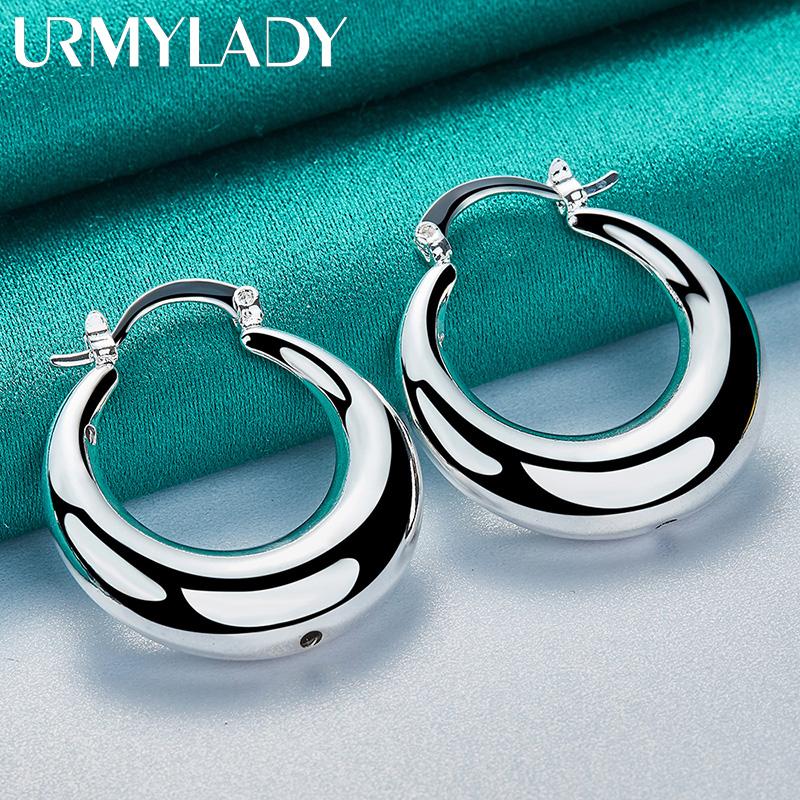 Oválne hladké mesačné náušnice 925 Sterling Silver Oválne náušnice s kúzlom