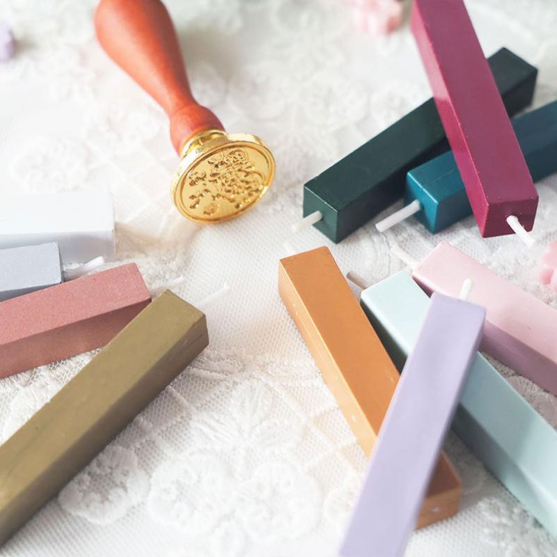 14-color Matte Lacquer Square Wax with Core Short Lacquer Seal Wax Strip Envelope Invitation Packaging Decoration