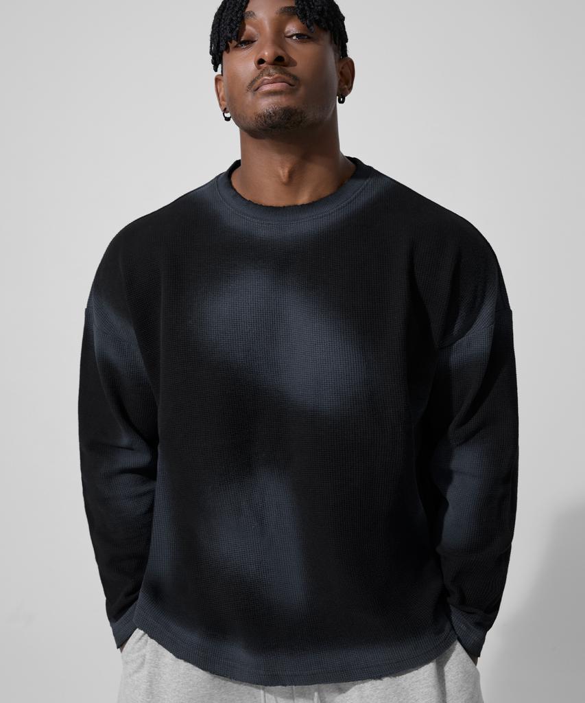 DRIX Vintage Waffle Oversized Long Sleeve_Charcoal