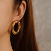 Stainless Steel Gold-Plated Geometric Oval Hollow Earrings for Women Fashion 925 Silver Needle Hypoallergenic Earrings Jewelry