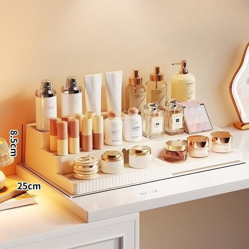 

Розкішний регульований настільний стелаж для зберігання для кухонної раковини, умивальника та полиця для зберігання аромадифузора білий/вершковий