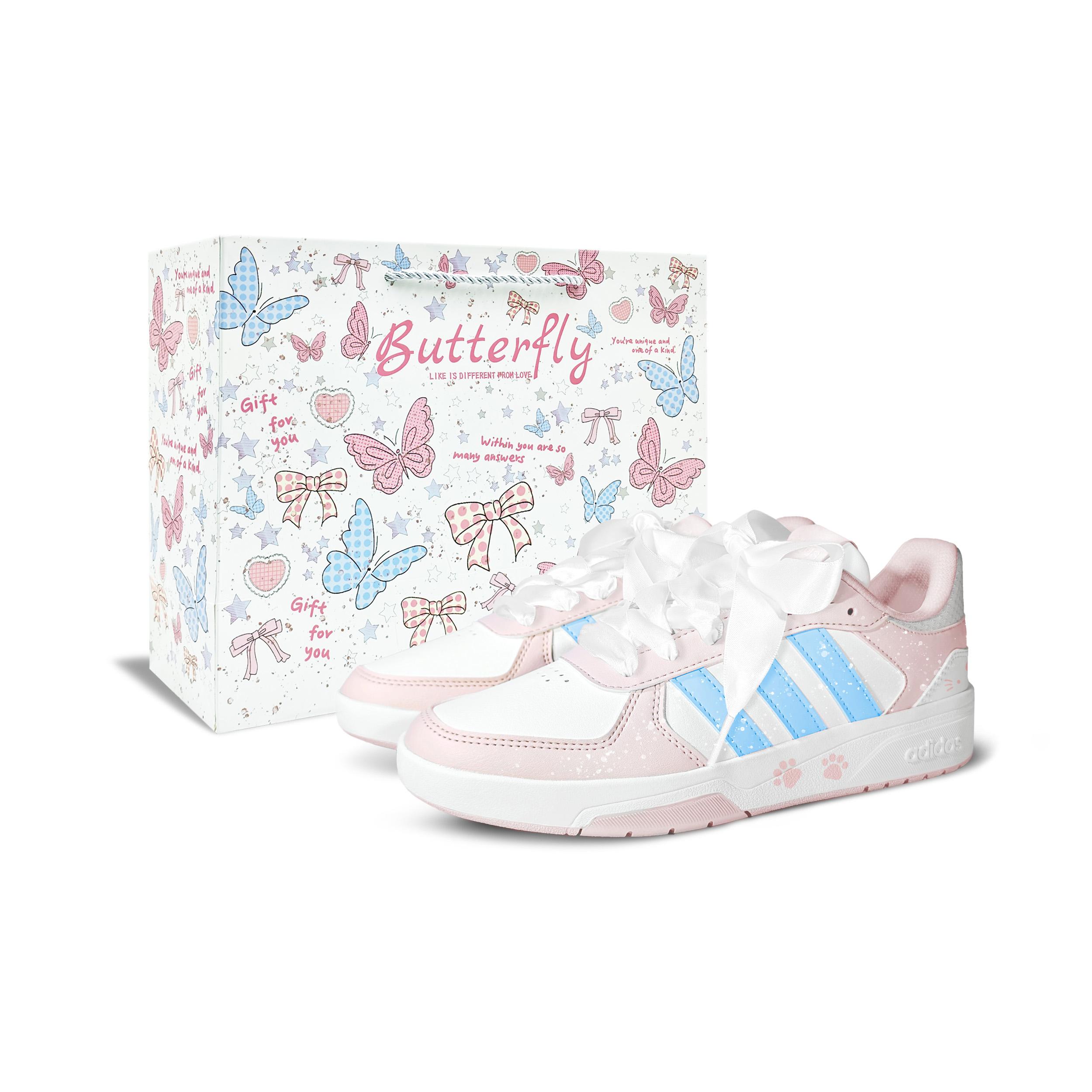 

Adidas COURTBEAT Azure Cat Paw BOX Synthetic Leather Low top Skateboard Shoes Unisex Pink Blue KI6785(Team-831-BOX) 35⅔