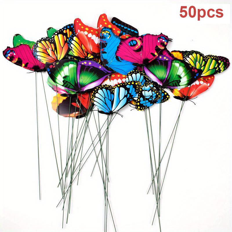 10/20/50pcs Butterfly Decoration Stakes 3D Artificial Butterfly Yard Planter Flower Pot Home Party Garden Patio Decoration
