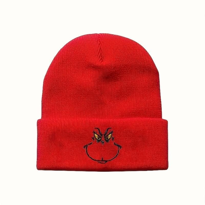 Stylish Cartoon Expression Embroidered Pullover Hat For Cold Weather Protection