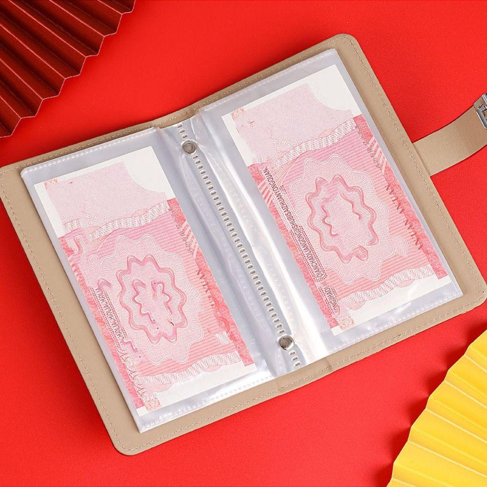 Portable Saving Money Binder PU Leather Account Book Cash Budget Binder New Year's Gift