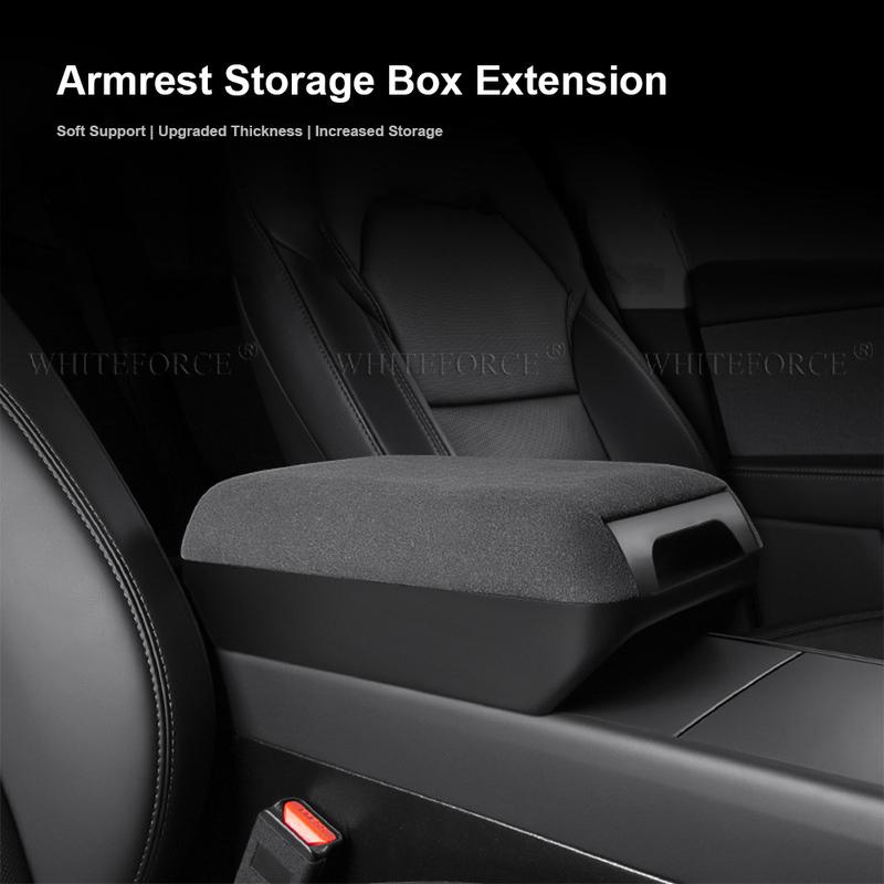 For Tesla Model Y Juniper 2025 Suede Armrest Box Raised Storage Box Drawer-type for Model 3 Highland Privacy Storage Space Elbow