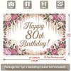 1pc Birthday 80th Gift Box Floral Elegant Party Banner Polyester