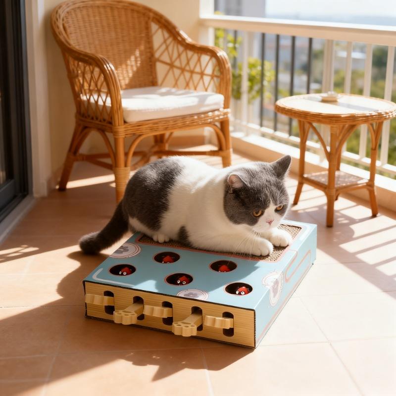 Cat Toy Whack-a-Mole Cat Scratching Board Toy Grinding Claw Rest Play Funny CatInteractive Multifunctional Cat Supplies