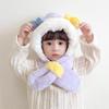 Windproof Winter Baby Hat Scarf Plush Infant Beanies Cap Cute Kids Hat Hooded Scarf