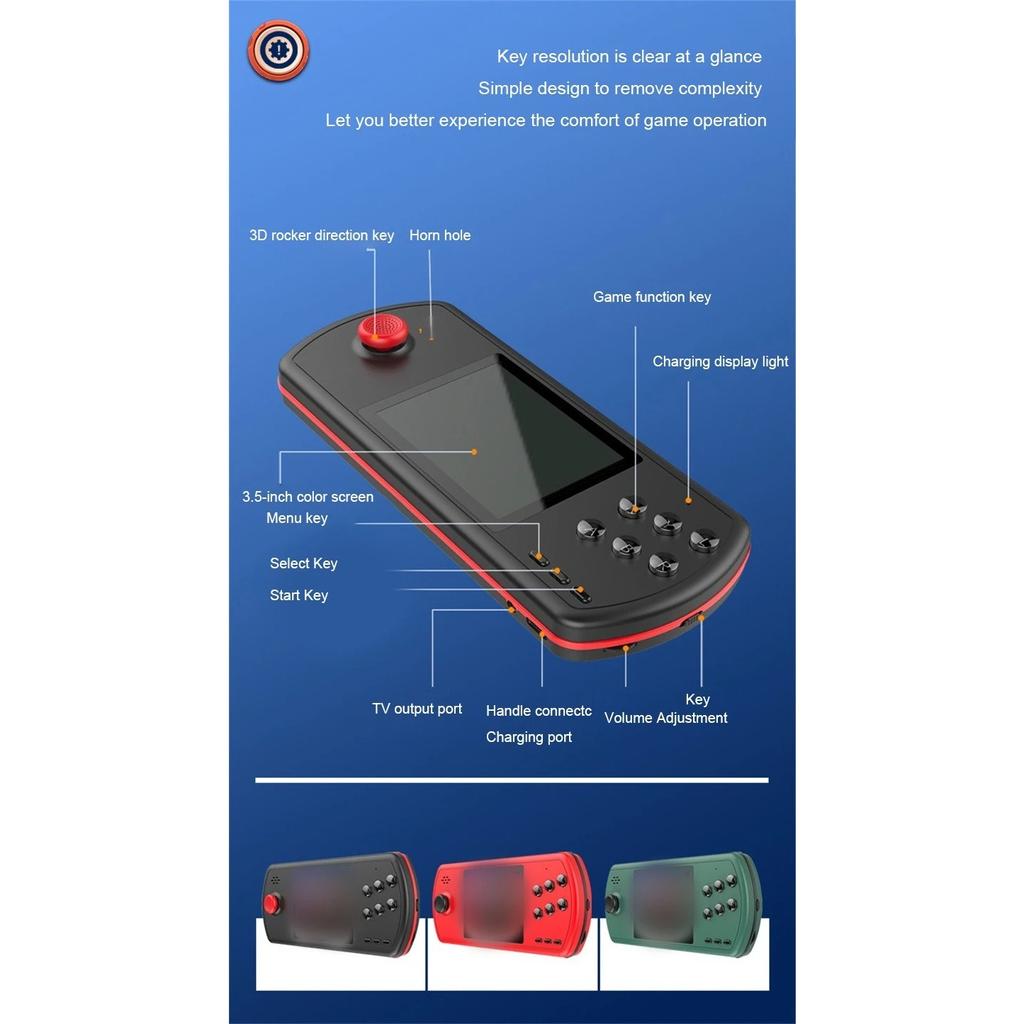 D22 Handheld Game Console with Dual System, Linux + Android, 3.5 Inch IPS Screen, Built-in 5000 Classic Games, Support AV Dual/Single Player