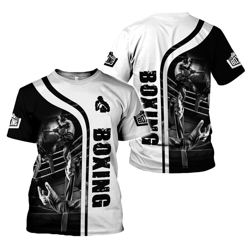 Moda 3d Impresso Boxe T Camisa Das Mulheres Dos Homens Legal Esportes Boxe Camiseta Solta Manga Curta Topos Tripulação Pescoço Oversized Camiseta