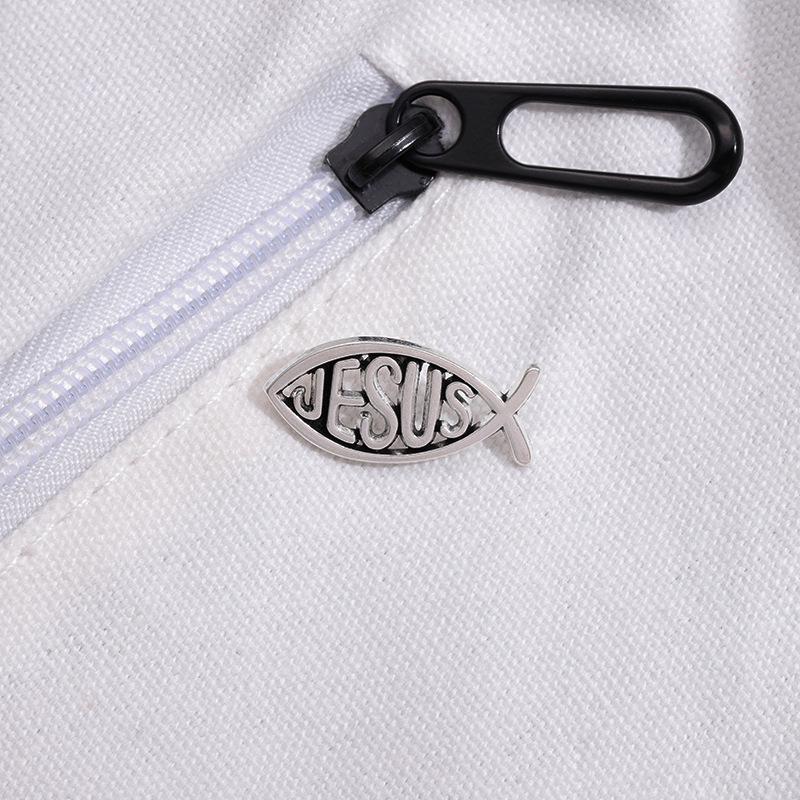 Geometric Silver Fish Brooch: Simple Lapel Pin & Clothing Accessory