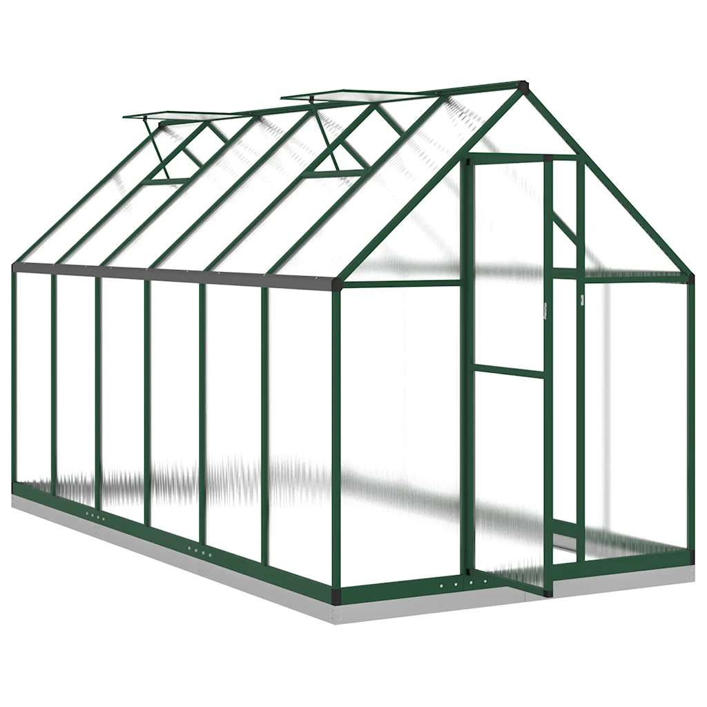 Vidaxl Greenhouse With Base Frame, Green, 334X169X202 Cm, Aluminium