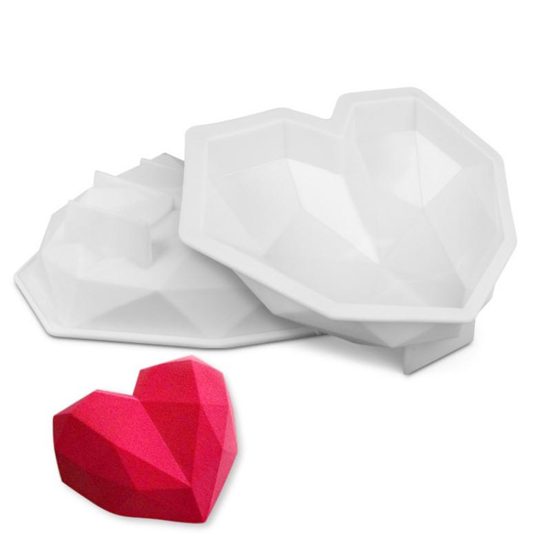 3D Diamond Heart-Shaped Silicone Cake Mold Mousses Chiffon Sponge